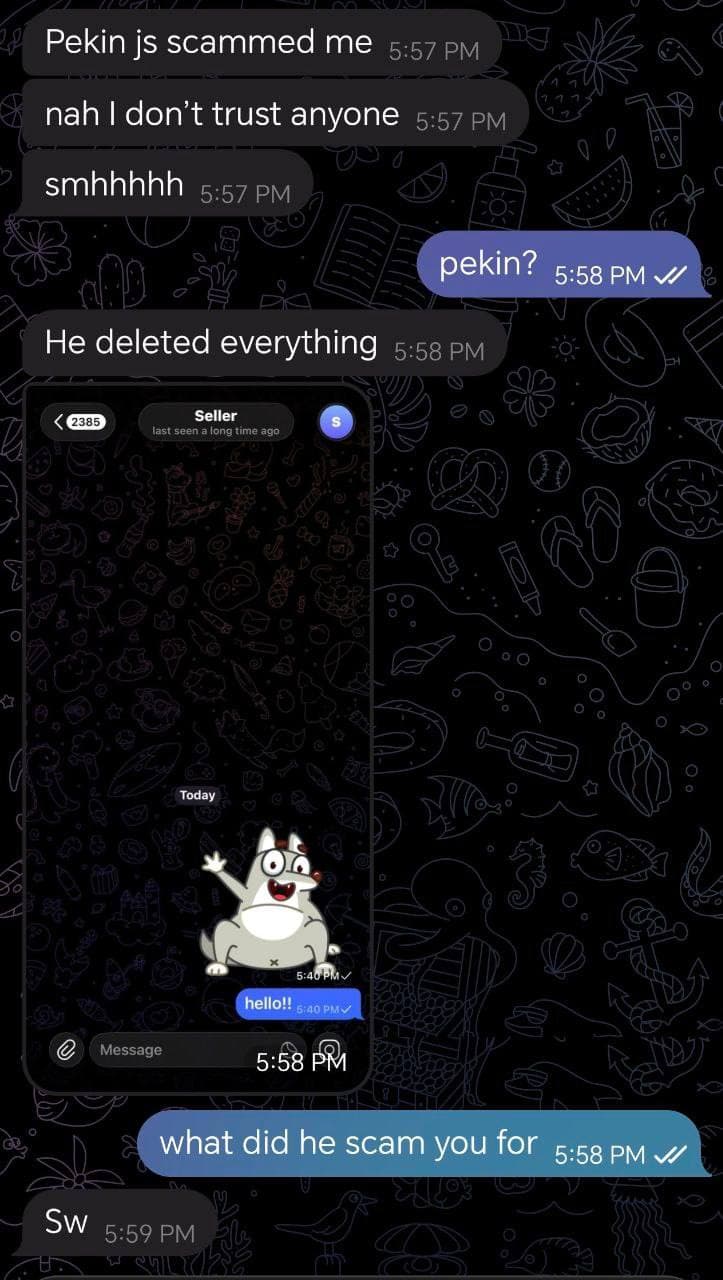 Pekin Exam Answers scam victim – Pekin just scammed me, he deleted everything